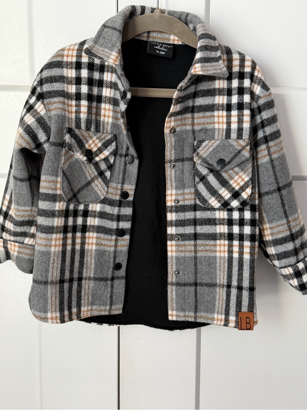Little Bipsy Gray Plaid Flannel Shacket